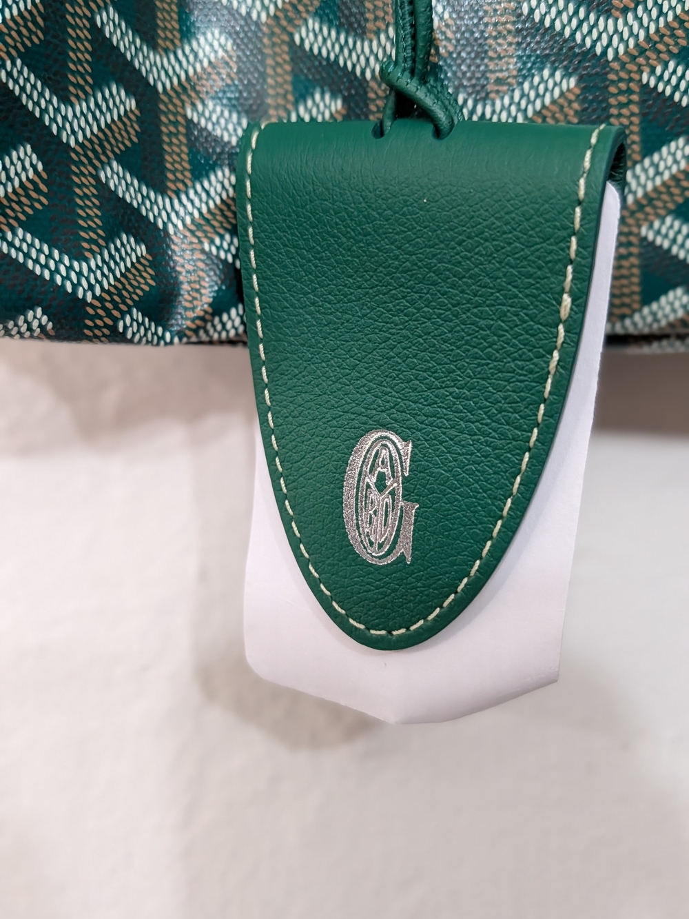 Goyard Green Patterned Tote with White Dog Motif - Picture 4 of 6